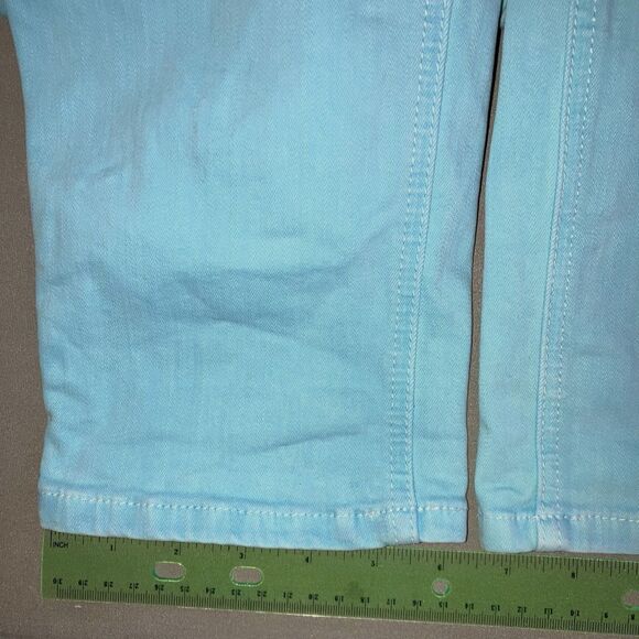 CHICO'S SO SLIMMING sz 8 / sz 1 Turquoise Aqua Blue Denim Jeans Straight Tapered - Picture 4 of 5